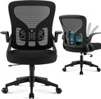 Office Chair Ergonomic Desk Chair with Adjustable Lumbar Support, High Back Breathable Mesh Chair with 120° Tilt Function & Flip-Up Armrests, Swivel Comfy Task Computer Chair for Work, Study