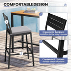 Crestlive Products Outdoor Bar Stools Set of 2, Patio Counter Height Barstools with Cushions, Tall Chairs with Back and Footrest for Deck, Lawn, Garden, Backyard, Poolside, Or Indoor Use (Light Gray)