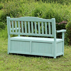 Outdoor Storage Bench, 48.8" Solid Wood Patio Park Garden Bench, All-Weather Patio Benches for Porch, Backyard and Park(A)