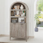 blini 70" Tall Arched Cabinet, Wooden Kitchen Pantry Arched Cabinet with Fluted Doors Versatile Kitchen Hutch Storage Organizer for Dining Room