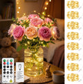 8 Pack Rechargeable LED Fairy Lights 7Ft 20LED Battery Operated with Remote, DIY Timer & 8 Modes, Mini Twinkle String Lights for Indoor Christmas Wedding Mason Jar Bedroom Table (Warm White)