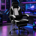 Gaming Chair with Footrest Fabric Gaming Chair for Adults with Massage Lumbar Support, High Back Ergonomic Computer Chair, Pocket Spring Cushion, 150°Reclining & Linkage Armrests, Black