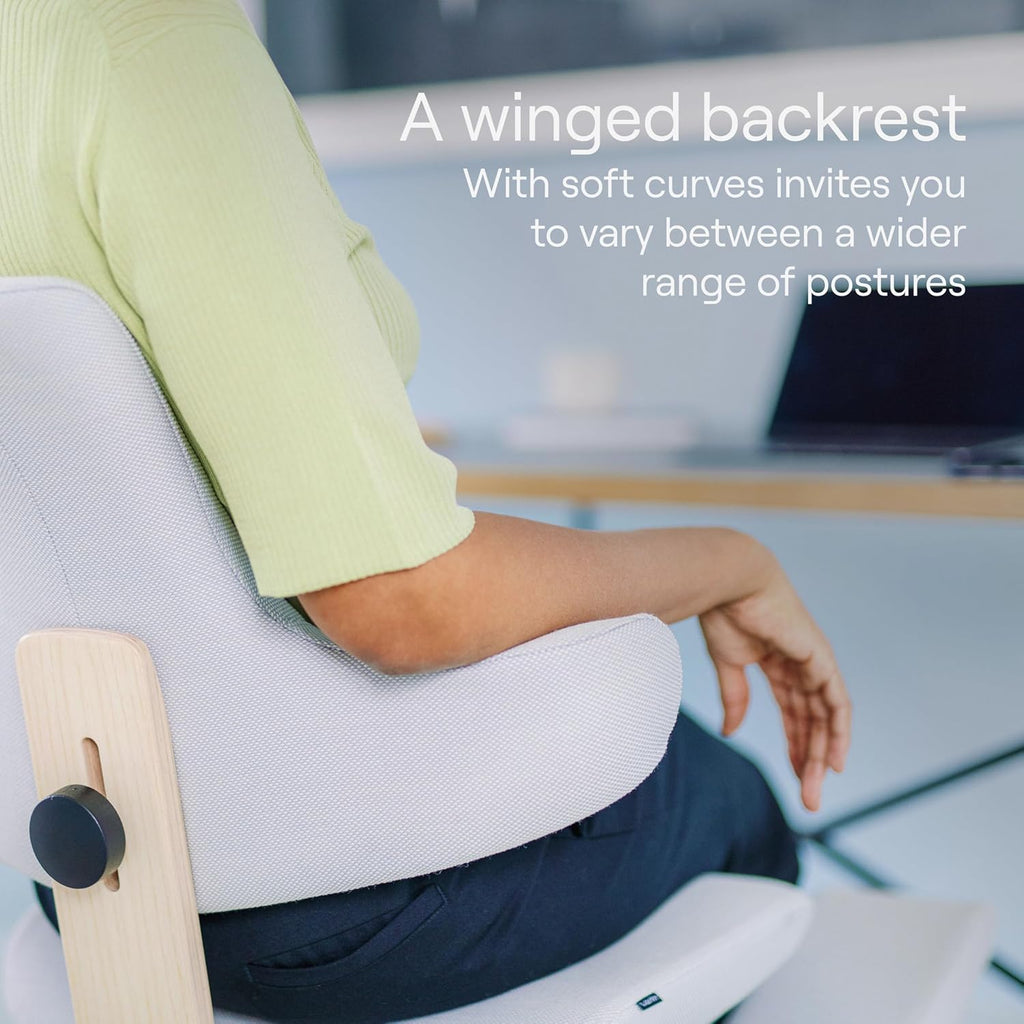 Varier Thatsit Brown/Light Green Ergonomic Kneeling Chair Height Adjustable with Backrest and Beech Wooden Frame for Active Sitting - 10 Year Limited Warranty