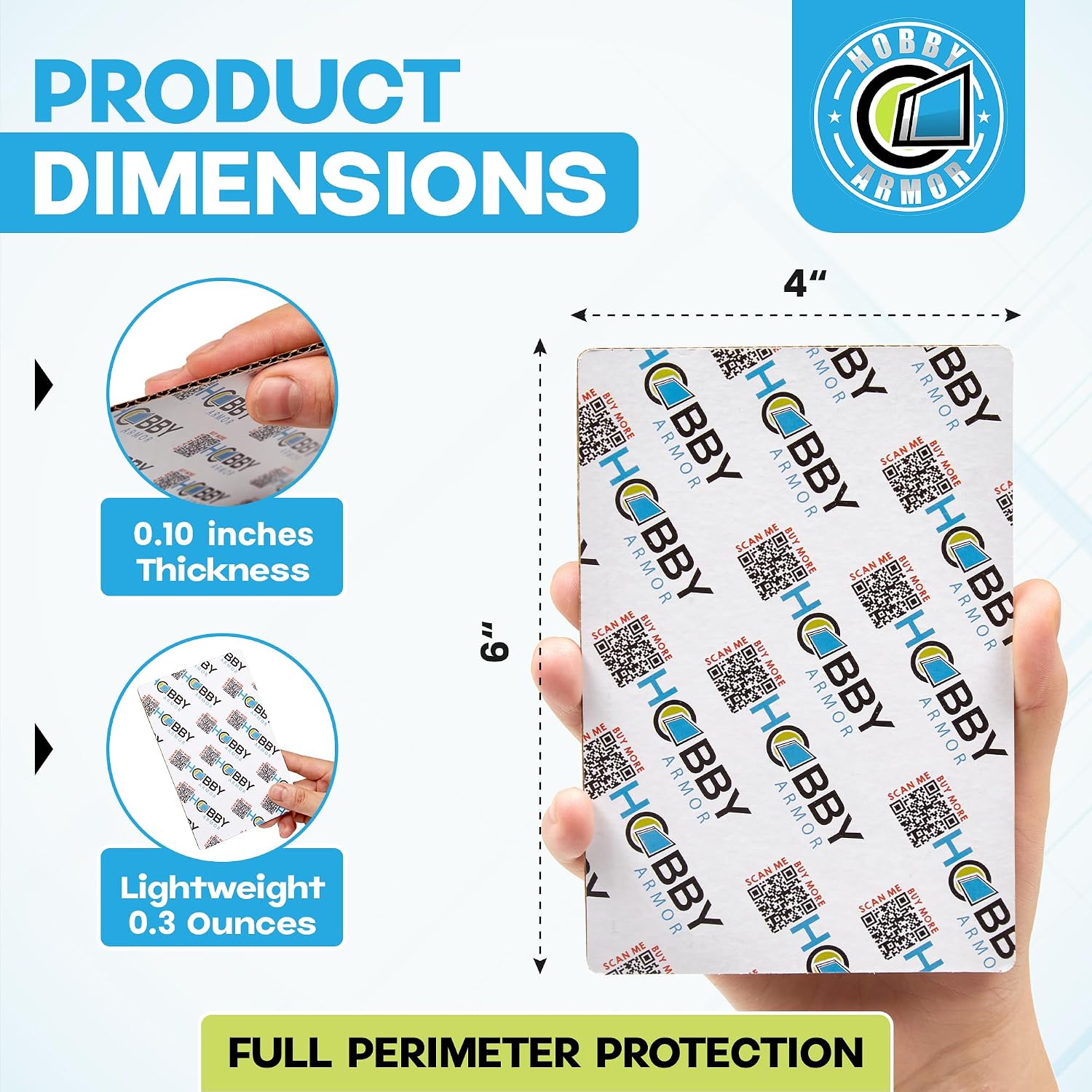 200 Pack Graded Trading Card Shipping Protector by Hobby Armor, 4" x 6" with Rounded Corners, Vibrant Multi-Color Card Protector to Guard Cards from Dings, Premium Cardboard Slab Shipping Supplies