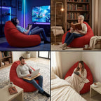Gouchee Home Easy Collection Contemporary Polyester Upholstered Oversized Bean Bag Chair, Light Blue, x-large