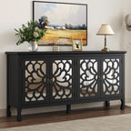RoyalCraft 63'' Sideboard Buffet Cabinet with Storage, Accent Cabinet Credenza with 4 Doors and Adjustable Shelves, Vintage Media Console for Entryway, Living Room, Kitchen, Satin Black