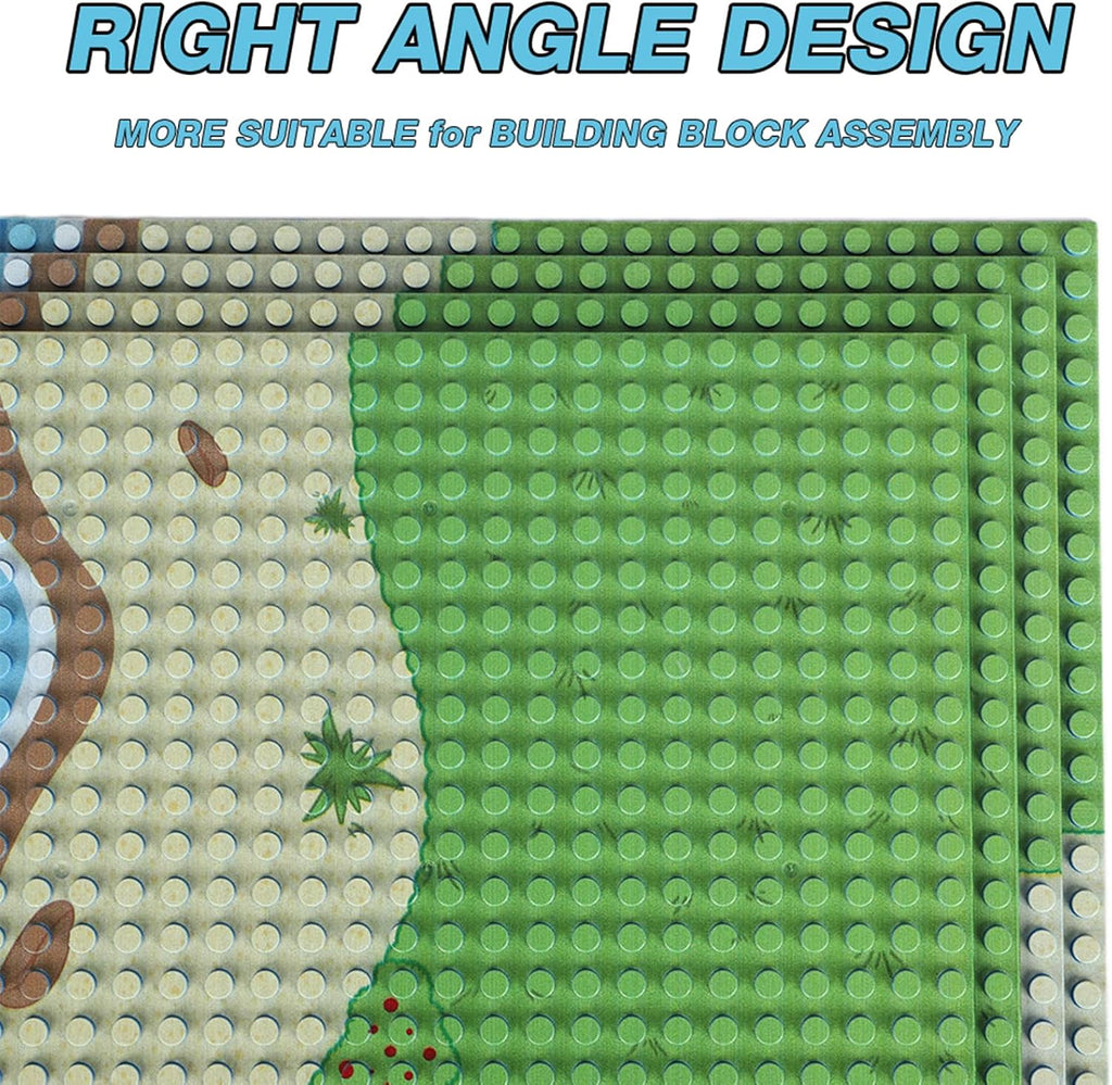 6 Pack Island Base Plates, Ocean Water Beach Baseplate for Grass Oasis, Building Bricks Compatible with All Major Brands(10" x 10")