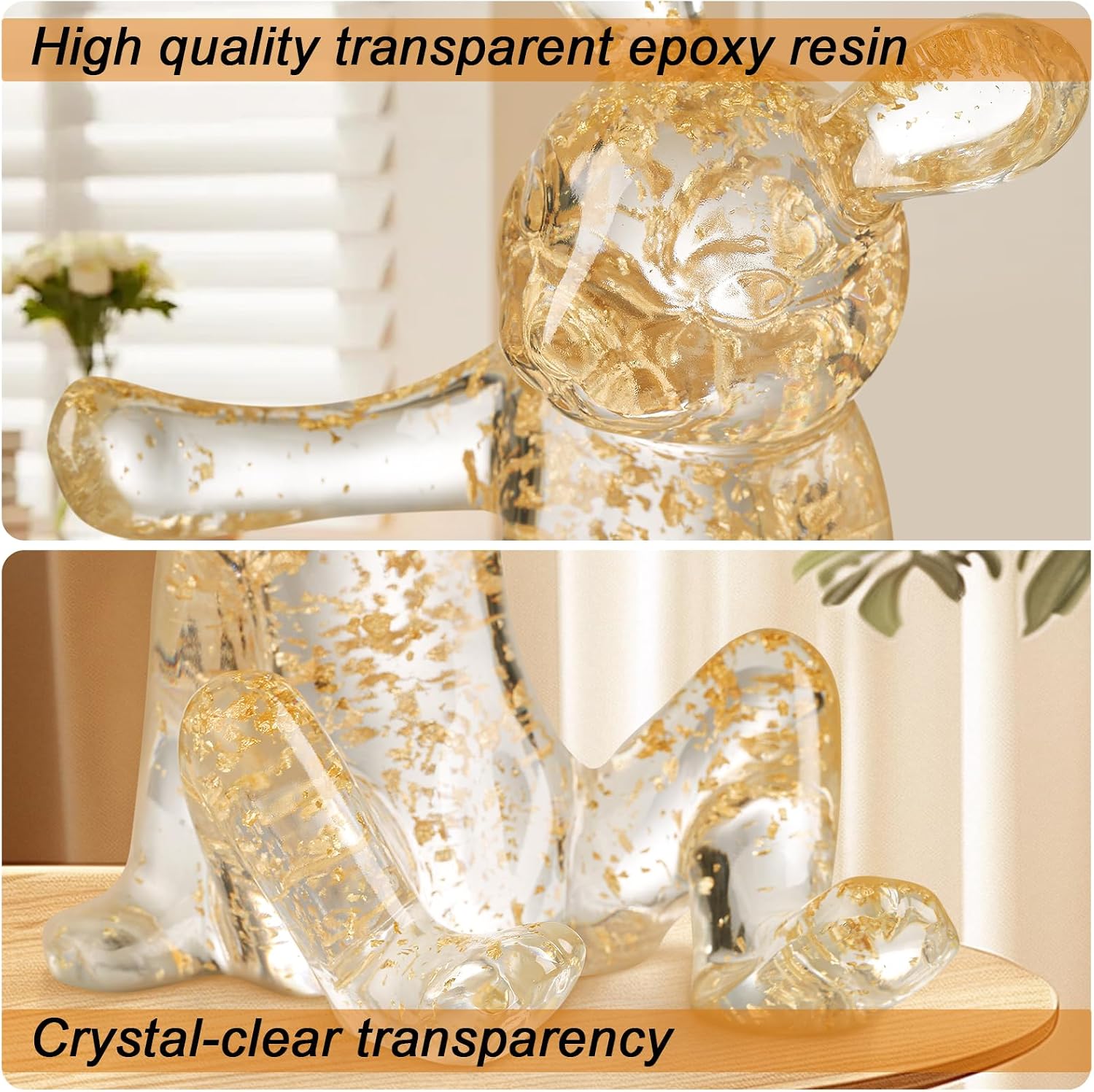 Tabletop Wine Racks,Rabbit Wine Holder Countertop, Crystal Clear Resin Bunny Wine Rack, Cute Wine Bottle Stand for Kitchen Bar, Gift for Wine Lovers (Gold)