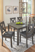 Signature Design by Ashley Caitbrook Rustic 7-Piece Dining Set – Rectangular Table with 6 X-Back Upholstered Chairs, Gray