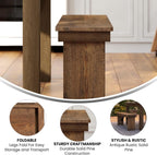 Flash Furniture Hercules Series 40" x 12" Commercial Grade Rustic Solid Pine Folding Bench, Antique Farmhouse Dining Bench, Seats up to 2 Adults