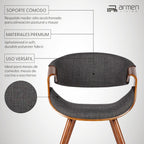 Armen Living Butterfly Mid-Century Dining Chair in Walnut Finish and Charcoal Fabric - Set of 2
