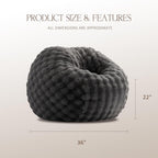 ZurNesfure Bean Bag Chair 3FT Plush Lounger Beanbag with Filler No Assembly Giant Bean Bag with Handle Side Pocket&Machine Washable Cover Large Bean Bag Chair for Adults Home Dorm (Darkgrey, Medium)