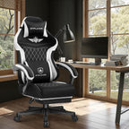 GTPLAYER Gaming Chair with Footrest, Big and Tall Game Chair High Back Computer Office Chair with Lumbar Support for Adults, Ergonomic Swivel Games Chair with Cushion Gaming, Fabric Black