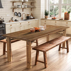 Solid Wood Dining Table for 6, 63-Inch Wooden Kitchen Table with Strong Legs, Farmhouse Rectangle Dinner Table for Dining Room, Living Room