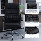 Executive Office Chair Adjustable Leather Chair, High Back Swivel Office Desk Chair with Padded, Armrest 350lbs Load-Bearing Spring Seat Computer Desk Chair for Home Office, Black