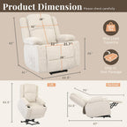 Heavy Duty Power Lift Recliner Chair for Elderly, 400lbs Capacity Massage and Heat Recliner, Soft Corduroy 160° Reclining Electric Stand Up Chair, USB & Type-C, Memory Foam, Cup Holders
