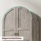 72" Tall Arched Kitchen Pantry Cabinet – Farmhouse Wooden Storage Cabinet with 2 Drawers & Wood Doors – Freestanding Buffet Sideboard for Dining/Living Room – Rustic Gray, Wooden Door, Grey