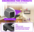 Heavy Duty Broom Holder Wall Mount with Cleaning Supplies Organizer, Space-Saving Laundry Room Organization and Storage Shelves, All-Metal Mop Hanger Broom Rack with Hooks, Garage Organizer Shelf