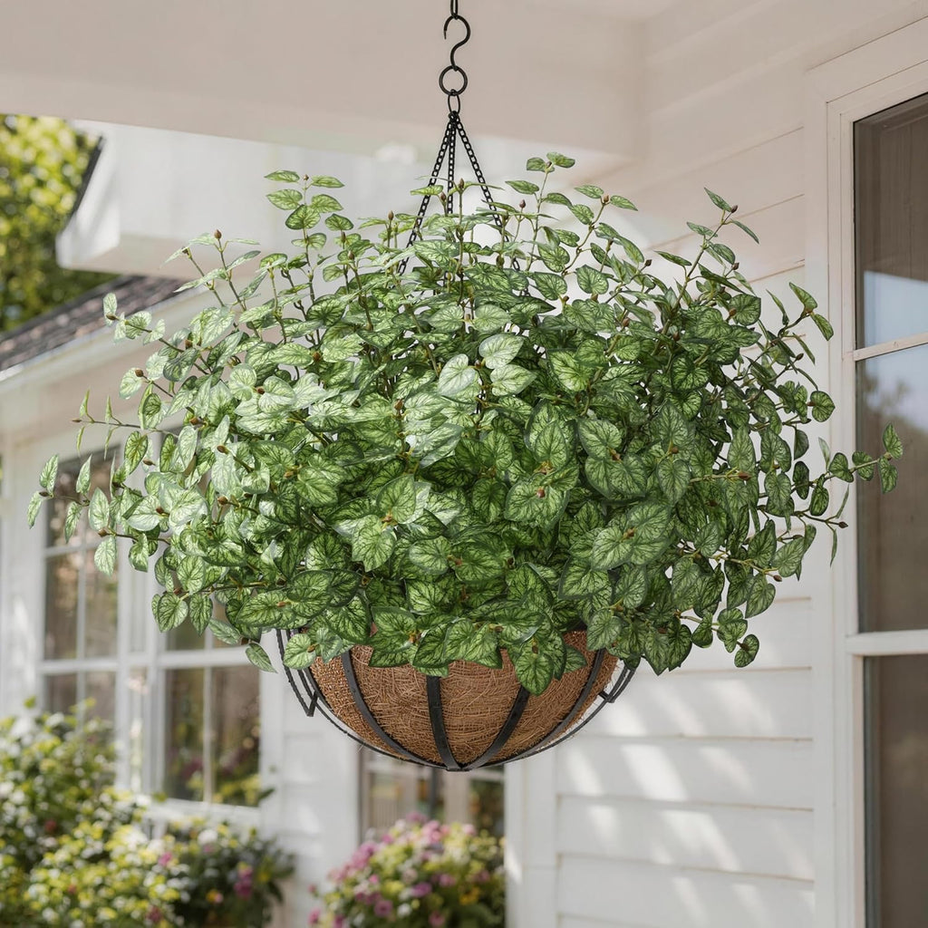 Ivydale Artificial Plants Outdoor 5 Pcs, Faux Greenery Plants Outdoor UV Resistant Silk Plants with Stems, Fake Plants for Outside Planter Front Porch Patio Pathway Decoration(Green)