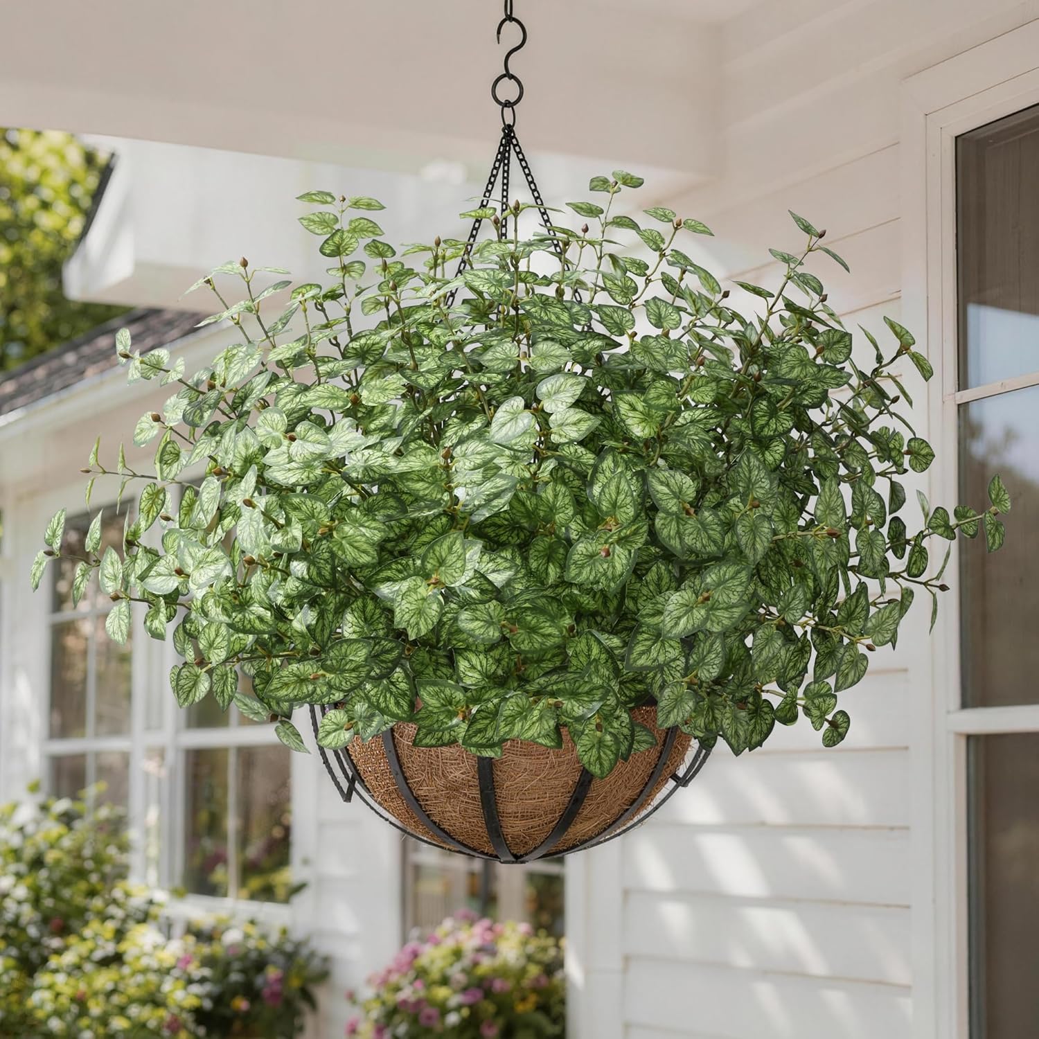 Ivydale Artificial Plants Outdoor 5 Pcs, Faux Greenery Plants Outdoor UV Resistant Silk Plants with Stems, Fake Plants for Outside Planter Front Porch Patio Pathway Decoration(Green)