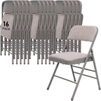 SEALAMB 16 Pack Folding Chairs with Comfort Seat, Heavy Duty Metal Frame Portable Stackable Chairs for Wedding Party Office School Church Events, Indoor Outdoor Use, 350 lb Capacity, Grey