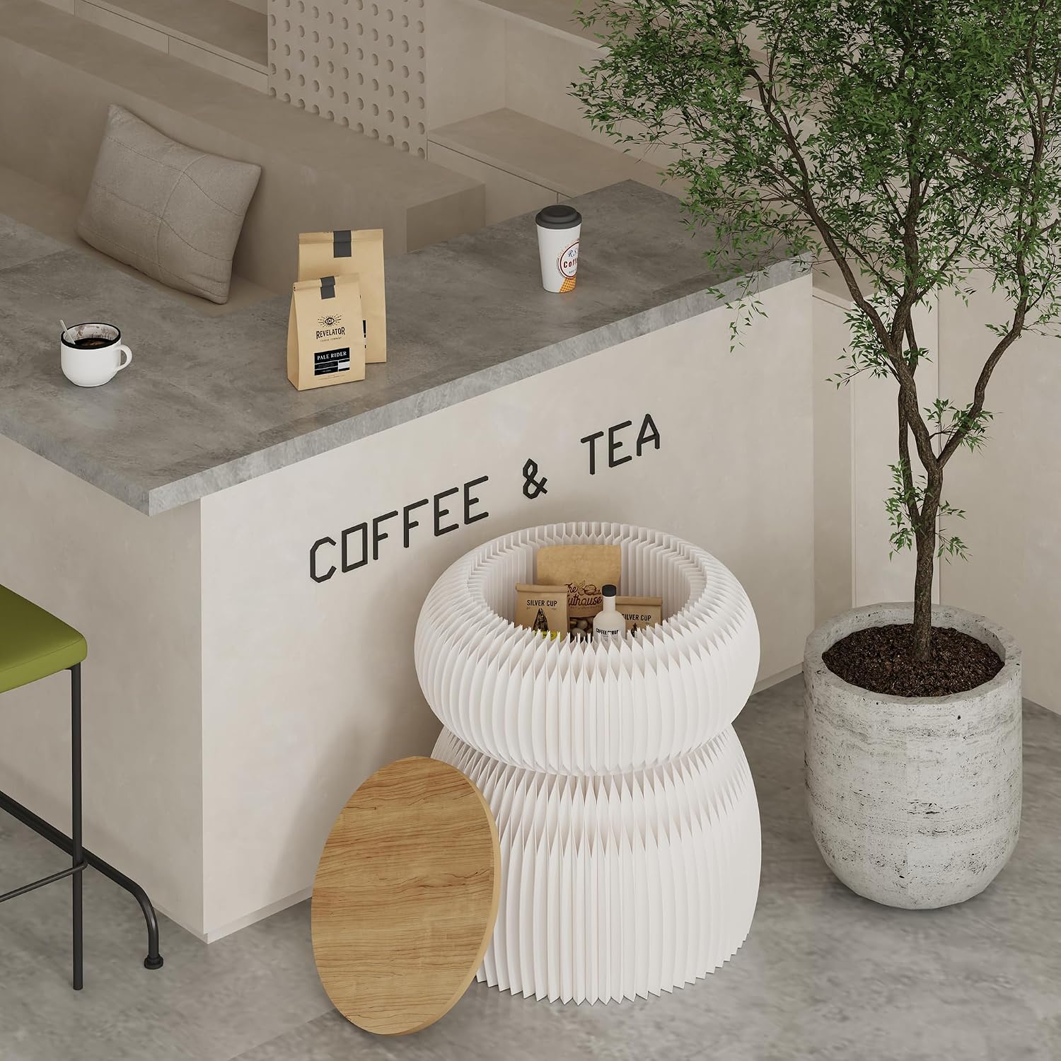 Foldable Side Table Round End Table for Living Room Bedroom Studio Coffee Shop