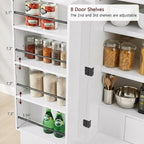 Virubi 72" Tall Arched Kitchen Pantry Cabinet, Fluted Storage Cabinets with Hidden Drawer and 3 Adjustable Shelves, Cupboard with Door Shelves for Kitchen, Dining and Bathroom, White