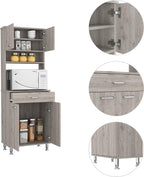 1-Drawer 1-Shelf Area Pantry with Adjustable Metal Legs Light Grey,Buffet Kitchen Sideboard,for Kitchen,Dining Room,23.6 * 13.9 * 66.5