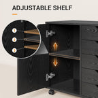 DEVAISE Mobile File Cabinet, 5-Drawer Wood Storage Chest with Door, Printer Stand for Home Office, Black