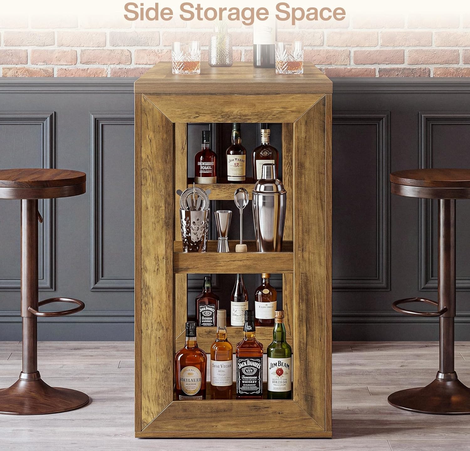 Tribesigns 70.87-Inch Extra Long Bar Height Table, Farmhouse Bar Table with Open Storage Shelves, Rectangular High Top Pub Tables for Kitchen, Dining Room, Living Room, Basement, Bistro, Rustic Brown