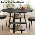 47 Inch Round Dining Table for 4-6 People,Modern Circle Dining Room Table Kitchen Table with Metal Legs for Dining Room,Kitchen,Black (Table Only)