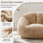 MOJAY Bean Bag Chair for Adults, Floral Shaped Bean Bags, Deep Sink-in Breathable Memory Foam Teen Bean Bag Chair, Easy to Clean Faux Fur Bean Bag Sofa, Comfy Chair for Living Room & Dorm (Camel)