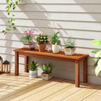 Tangkula Outdoor Wood Bench, 2-Person Backless Patio Garden Bench with Slatted Seat, Front Porch Dining Seating Furniture for Deck, Yard and Park (1)