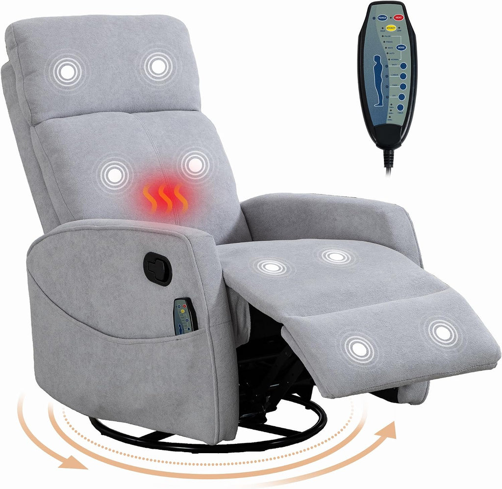 Manual Rocking Chair Nursery with Massage and Heat for Adults Comfy High Back Swivel Gilder Rocker Recliner for Bedroom Living Room