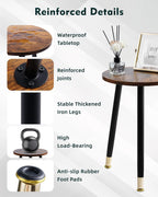 16 Inch Round Wood Walut End Table, Small Stable Side Table for Nightstand Living Room Bedroom Sofa Couch Corner, 2pcs