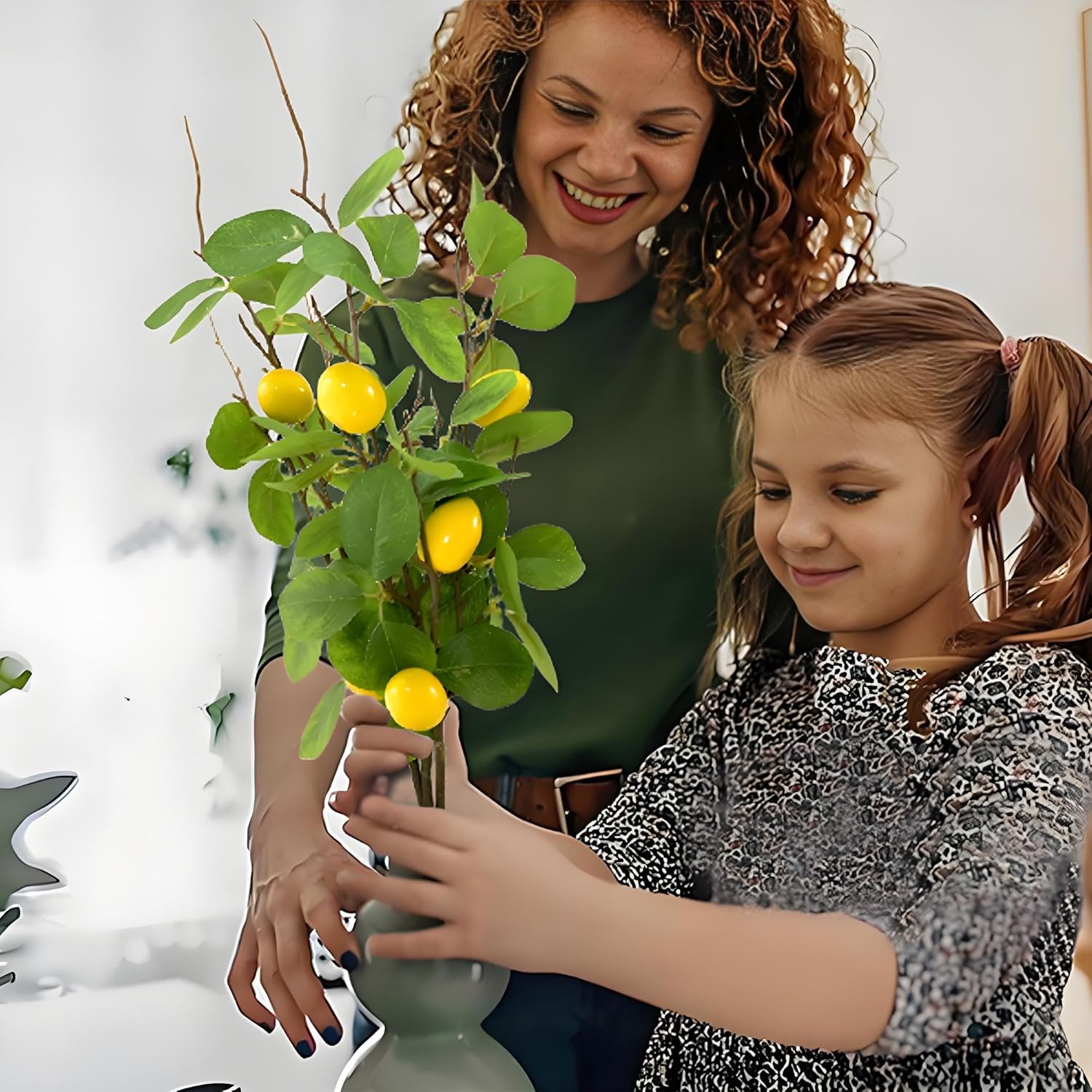 Artificial Lemons Branches 3pcs 27.5inch Lemon Stems for Vases Realistic Fruit Bouquet Faux Lemon Tree Branch Fake Lemons for Kitchen Home Wedding Party Spring Summer Decorations DIY Floral Crafts