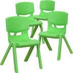 Flash Furniture 4 Pack Green Plastic Stackable School Chair with 12'' Seat Height