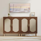 Boho Sideboard Buffet Cabinet, Modern Credenza with 2 Doors and Adjustable Shelf, Small Coffee Bar Storage for Kitchen, Entryway