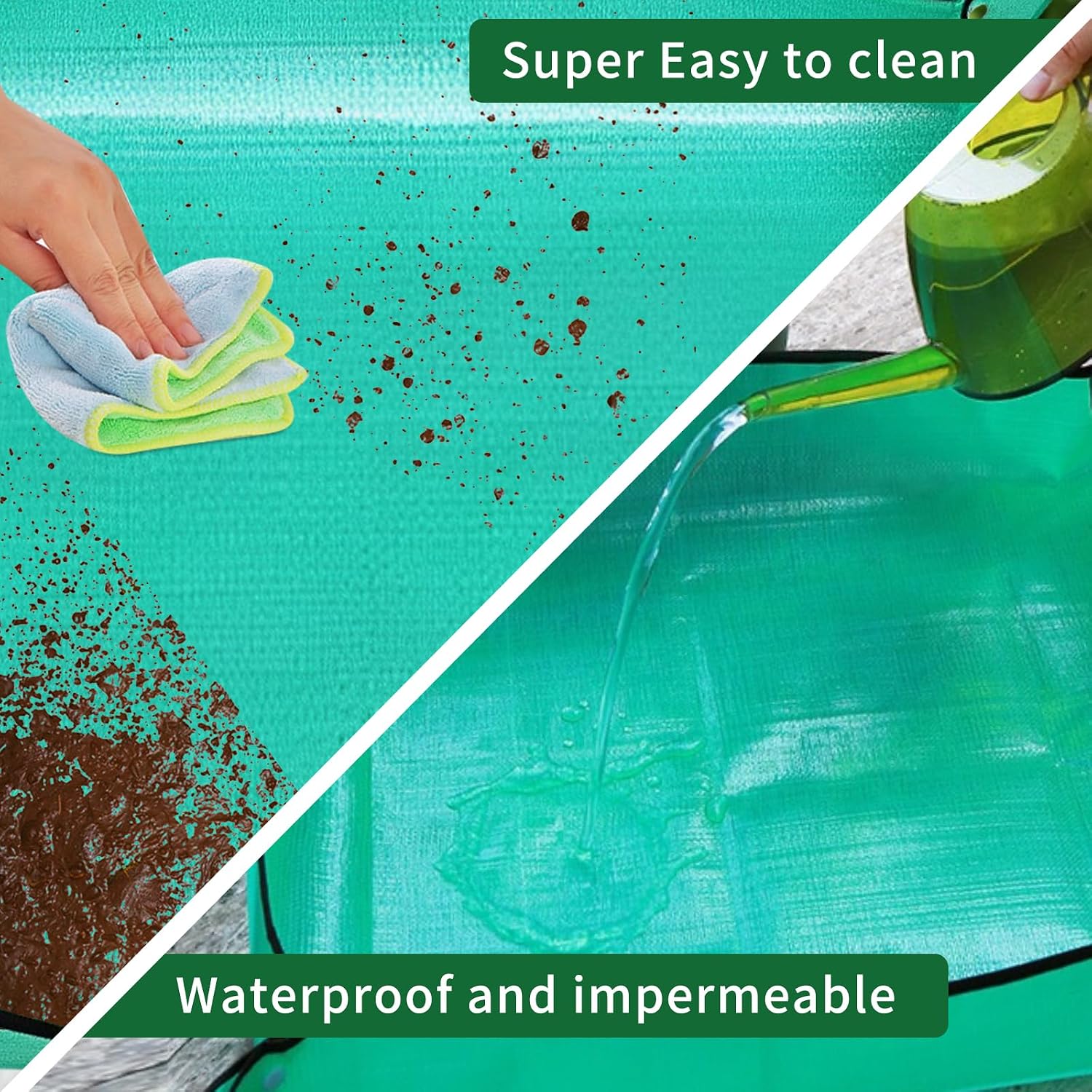 Green Large Foldable Waterproof Potting Mat for Indoor Plants & Succulents - Ideal Transplanting & Repotting Tray, for Plant Lovers and Gardeners (65cm*65cm) (Green)
