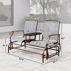 Two-Person Outdoor Glider Bench with Center Table for Garden Patio Use