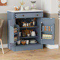 Freestanding Kitchen Pantry,Buffet Food Storage,Coffee Bar Cabinet with Drawer, 2 Adjustable Shelves and 2 Door Shelves,for Kitchen Dining Room (Gray@R)