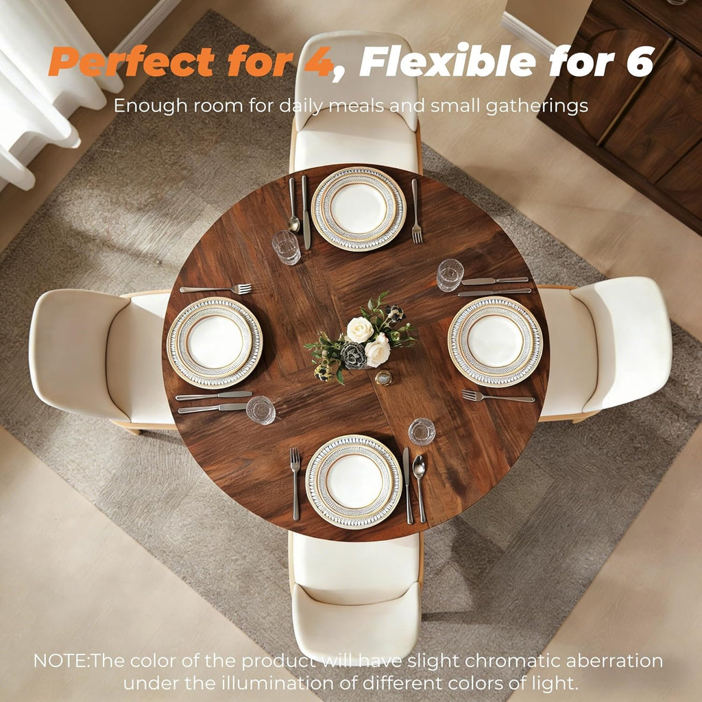 OKD 47 Inch Modern Wood Round Dining Table for 4, Dining Room Table with Stable Cross Pedestal Base & Thick Tabletop, Sturdy Circle Kitchen Table for Dinner Room, Kitchen, Nook, Rustic Walnut