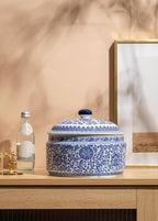 Blue and White Ginger Jar, Ceramic Chinoiserie Decorative Jars for Home, Office, Ginger Jar Vase Pocelain for Table, Living Room, Bookshelf, Mantle Fireplace, Centerpieces 6.5"