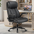 Ergonomic Office Chair – High Back Executive Leather Desk Chair with Inflatable Lumbar Support for Back Pain, Heavy-Duty Computer Desk Chair for Long Workdays, Black