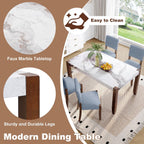 Merax Modern 5 Piece Dining Table Set for 4,Faux Marble Style Kitchen Table Set with One Rectangle Table and 4 Dining Chairs for Dining Room Table Set for Small Place