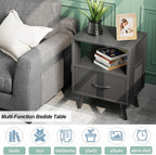 Aenuert Night Stand, Black Nightstand with Drawer, Side Table with Open Storage, 2-Tier Modern End Table, Bedside Table for Small Space, Living Room, Bedroom