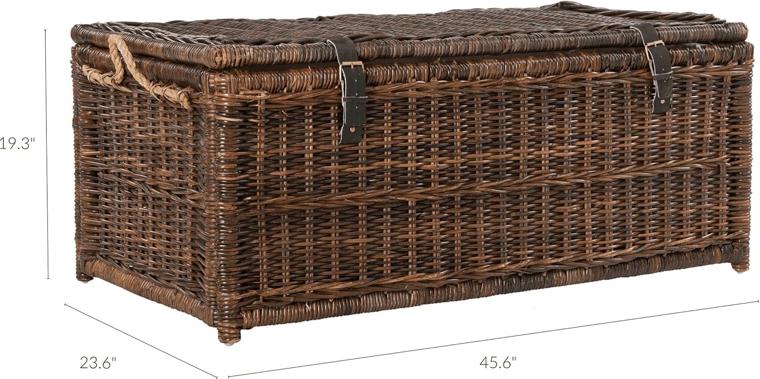 happimess HPM9000B Caden 46" Wicker Storage Trunk, Collapsible for flat storage, Rattan-Sarang Buaya, Coastal for Office, Dorm Room-LivingRoom, Bedroom, Dining Room, Brown