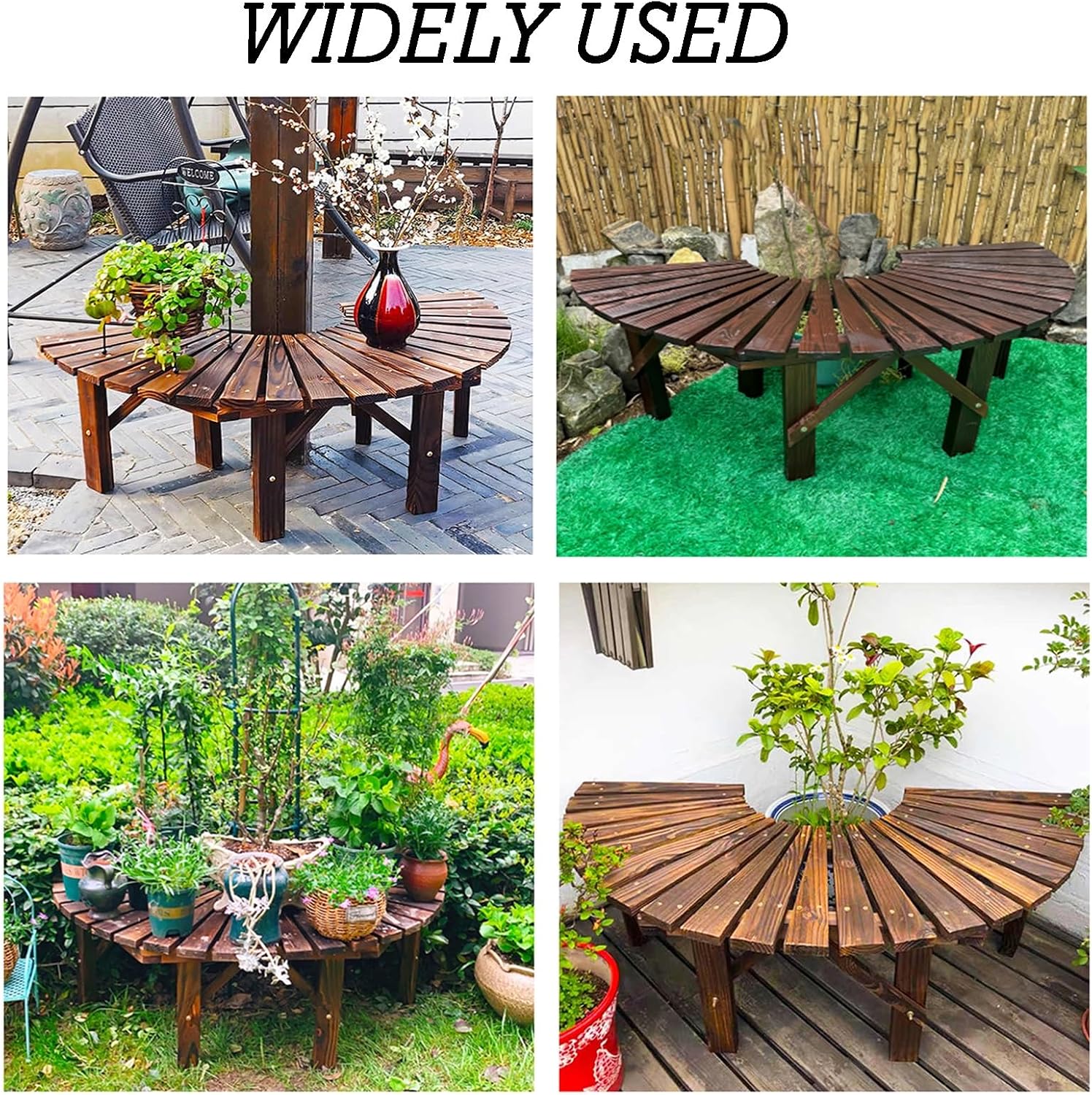 Tree Bench Wrap Around,Tree Bench Wrap Around Park Seating Slatted Seat,for Garden Natural