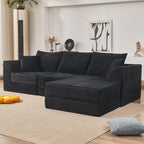 106” Modular Sectional Sofa,Modular Cloud Sofa L-Shaped Cloud Couch with High-Density Foam & Corduroy Fabric,Boneless Couch Deep Seat Couch for Living Room Apartments Bedroom No Assembly Required