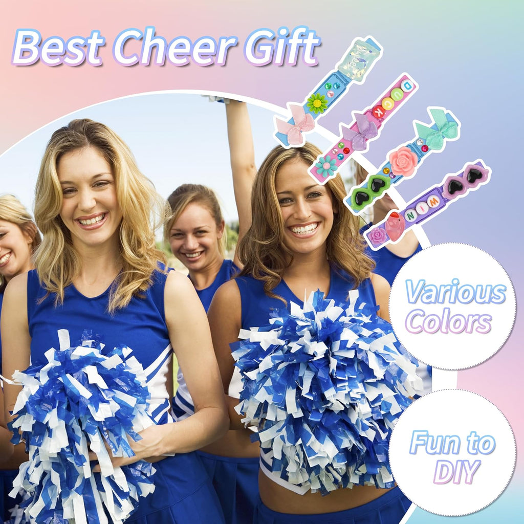 100 Set Cheer Pins Spirit Clips Cheerleader Wooden Clothes Pins for Backpack DIY Cheer Pin Decorations Cheer Gift Bulk for Team with Resin Animal Bow Eyeglass Flower Sticker (100, Cheer Set)
